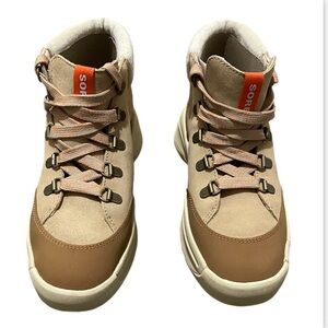 Sorel ONA 503 Woman’s Mid Sneakers Boots Ceramic Suede Tan Size 8